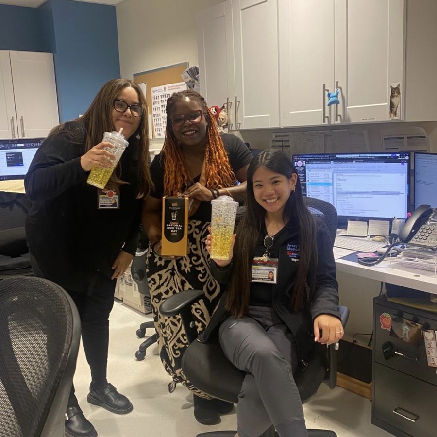 Staff celebrating National Iced Tea Day