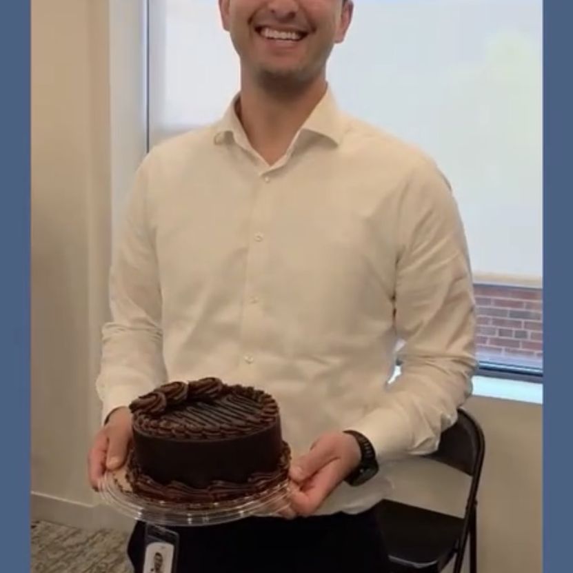 A team birthday celebration